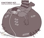 ailurid black_and_white hi_res hose hose_inflation inflation kinktober liquid_inflation mammal moblie monochrome red_panda rumbling_stomach water_inflation