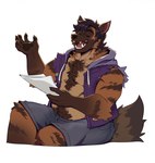 Rating: s
ID: 4018775
Date: 2023-04-27 22:01:12 -0400
Status: active
Score: 69
5_fingers accessory anthro belly belly_overhang body_hair bottomless bottomwear brown_body brown_fur brown_hyena chest_fur chest_hair chest_tuft clothed clothing crimsonrabbit drawstring eyebrows eyes_closed facial_markings fangs fingers fluffy fluffy_tail fully_clothed fur hair happy happy_trail head_markings hi_res holding_object holding_paper hyena jacket jacket_only male mammal markings marrow_(sebastiansb) open_clothing open_jacket open_mouth open_topwear paper partially_clothed pawpads paws pin_accessory pin_button pride_pin purple_clothing raised_arm raised_eyebrows shorts simple_background sitting slightly_chubby solo striped_body striped_fur striped_markings striped_tail stripes tail tail_markings tan_body tan_fur teeth topwear topwear_only torn_sleeves tuft white_background post #4018775