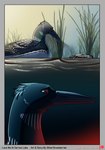 bitterstrawberries comic corpse death digital_media_(artwork) english_text feathers female feral hi_res loon open_mouth plant sad severed_body_part severed_limb severed_wing simple_background solo swimming text water zandra_(bitterstrawberries)