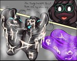 4_toes absurd_res anthro black_body black_fur blush bodily_fluids bovid caprine clothing colored_nails colored_toenails cum cum_on_clothing cum_on_feet cum_on_flip_flop cum_on_footwear deltarune dialogue dirty dirty_feet english_text eyewear feet flip_flops foot_fetish foot_focus footwear fur genital_fluids glasses goat hi_res male mammal musk nails ralsei sandals shoes soles solo steam sweat sweaty_feet text toenails toes undertale_(series) vendetta892 wrinkled_feet wrinkles