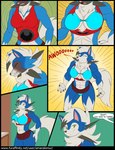 abs amara_lemur anthro big_breasts blue_bra blue_clothing blue_panties blue_underwear bottomwear bra breast_expansion breasts claws clothed clothing comic conditional_dnp dusk_lycanroc evolution_(transformation) expansion female generation_7_pokemon growth hi_res howl larger_female lycanroc muscle_growth muscular muscular_female nintendo panties pokemon pokemon_(species) raised_clothing raised_shirt raised_topwear rockruff shirt size_difference skirt solo thick_thighs topwear torn_clothing torn_shirt torn_topwear transformation under_boob underwear wide_hips