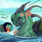 Rating: s
ID: 3581435
Date: 2022-09-22 06:55:01 -0400
Status: active
Score: 57
1:1 angry anthro aquatic_dragon bodily_fluids cloud countershading cross-popping_vein dialogue dragheti dragon duo empty_eyes exclamation_point eyebrows fangs female feral fin fishing fishing_rod hi_res humor kaiju macro marine micro mythological_creature mythological_scalie mythology nervous netflix open_mouth partially_submerged question_mark raised_eyebrow red_bluster reo_(dragheti) scales scalie sea sea_monster size_difference spikes spikes_(anatomy) sweat teardrop tears teeth the_sea_beast tongue water post #3581435