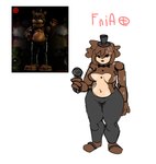 animatronic anthro bear big_breasts big_butt bodily_fluids bow_accessory breasts butt clothing crossgender fazbear_fanverse female five_nights_at_anime five_nights_at_freddy's five_nights_at_freddy's_plus freddy_(fnaf) genital_fluids machine mammal messy mevka_(artist) mtf_crossgender robot scottgames solo vaginal_fluids wet wet_clothing