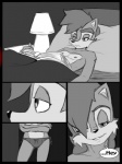 3:4 anthro archie_comics aval0nx bed chipmunk clothed clothing comic elias_acorn female furniture greyscale ground_squirrel male mammal monochrome nipples panties rodent sally_acorn sciurid sega sonic_the_hedgehog_(archie) sonic_the_hedgehog_(comics) sonic_the_hedgehog_(series) topless underwear