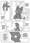 2017 ambiguous_gender anthro comic dialogue domestic_cat doukutsunezumi english_text felid feline felis hard_translated hi_res kemono kuroneko_(doukutsunezumi) mammal monochrome right_to_left text third-party_edit translated translation_edit