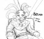 2018 anthro biped black_and_white buckteeth chair clothed clothing comic dialogue disgust english_text fangs furniture hladilnik horn male male_anthro mammal monochrome rodent simple_background sitting skaven solo teeth text tongue tongue_out warhammer_(franchise) warhammer_fantasy white_background