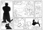 anthro backpack barefoot bodily_fluids canid canine clothed clothing comic crossed_arms desert dialogue digital_drawing_(artwork) digital_media_(artwork) domestic_cat drooling duo english_text fangs feet felid feline felis gamma_(james_howard) greyscale james_howard larger_male licking licking_lips male mammal martin_(james_howard) monochrome rape_face saliva scared self_lick size_difference smaller_male speech_bubble tail teeth text thief tongue tongue_out