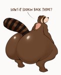 animated anthro backsack ball_slap balls big_butt brown_body brown_fur bubble_butt butt cheeky cockslap english_text fur genitals guardians_of_the_galaxy hi_res huge_butt hyper hyper_butt jiggling looking_at_viewer looking_back looking_back_at_viewer loop male mammal markings marvel overweight overweight_male penis procyonid raccoon raised_tail rear_view ring_(marking) ringed_tail rocket_raccoon short_playtime slap solo strip_game striped_markings striped_tail stripes tail tail_markings text thick_tail thick_thighs thirstydraws twerking wide_hips