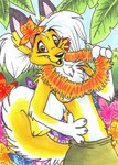 Rating: s
ID: 5464037
Date: 2025-03-29 13:49:46 -0400
Status: active
Score: 3
2008 accessory anthro black_nose blondefoxy blue_sky bottomwear breasts canid canine canis claws clothed clothing coyote eyebrows female finger_claws flower flower_in_hair fur green_bottomwear green_clothing green_pawpads green_skirt hair hair_accessory hand_on_hip hand_on_own_hip leaf lei long_hair looking_at_viewer lucky_(blondefoxy) mammal marker_(artwork) open_mouth open_smile outside pawpads pen_(artwork) plant ponytail shaded shrub skirt sky smile smile_lines snout solo tail topless traditional_media_(artwork) tropical white_hair yellow_body yellow_fur post #5464037