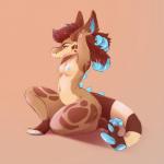 1:1 2015 anthro biped blue_eyes blue_nipples blue_pawpads breasts brown_body brown_fur brown_tail chest_tuft digital_media_(artwork) ear_tuft eyebrows feet female fur gezak gradient_background hair hands_behind_head hi_res hindpaw kneeling krokpot markings multicolored_body multicolored_fur multicolored_tail navel nipples nude pawpads paws pose serva_(krokpot) shaded shadow side_view simple_background solo spines tail tan_body tan_fur tan_tail thick_thighs toes tuft