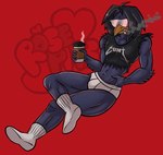 absurd_res anthro avian bird bulge clothing corvid corvus_(genus) crop_top crow eyewear footwear hi_res male markmurders oscine passerine rosepits shirt smoking socks solo sunglasses topwear underwear vtuber vulgar