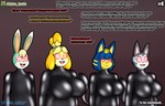 al_gx animal_crossing ankha_(animal_crossing) anthro big_breasts breasts canid canine canis clothed clothing comic domestic_cat domestic_dog dominant dominant_male drone english_text felid feline felis female femboy fur green_body grey_body group hi_res hypnosis isabelle_(animal_crossing) lagomorph latex latex_clothing latex_skinsuit leporid lolly_(animal_crossing) male mammal mind_control nintendo rabbit rubber_clothing sasha_(animal_crossing) shih_tzu simple_background skinsuit spiral spiral_eyes submissive submissive_female tech_control text tight_clothing toy_dog yellow_body yellow_fur