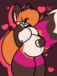 3:4 absurd_res anthro big_breasts big_ears big_tail breasts brown_body brown_fur canid canine caramelthegoat female fox fur genitals hair hair_over_eye hand_on_belly heart_symbol hi_res humanoid_genitalia humanoid_pussy long_hair looking_at_viewer mammal nipples nude one_eye_closed one_eye_obstructed orange_body orange_fur pregnant pregnant_anthro pregnant_female purple_body purple_eyes purple_fur pussy red_fox simple_background solo tail thick_thighs true_fox waffles_(caramelthegoat) white_body white_fur wide_hips wink