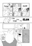 anthro canid canine clothing comic dialogue english_text female fur hi_res human kemono lila_(kashiwagi_aki) male mammal monochrome text translated yakantuzura zinovy