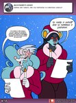 angry anthro bodily_fluids candle christmas christmas_caroling dried_nasal_mucus duo english_text female generation_4_pokemon generation_7_pokemon holidays luxray mariah_the_primarina mature_female nintendo nose_droop oblivious paper pokemon pokemon_(species) primarina singing sketchybug snot snow tamayo_the_luxray text winter winter_coat