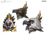 2013 4:3 accipitrid accipitriform anthro armadyl armor avian aviansie bird bust_portrait concept_art deity headgear headshot_portrait helmet knight looking_at_viewer looking_away male neil_richards official_art portrait runescape solo warrior