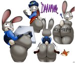 anthro big_butt blood blue_clothing bodily_fluids body_writing bottomless bubble_butt buckteeth butt butt_focus butt_grab butt_squish canid canine clothed clothing confusion deep_skin dialogue digital_media_(artwork) disembodied_hand disney duo english_text european_rabbit eyebrows eyes_closed female female_anthro female_focus flat_chested fox hand_on_butt hat headgear headwear hi_res huge_butt interspecies judy_hopps lagomorph leporid looking_back male male/female male_anthro mammal nick_wilde nosebleed nude nude_anthro nude_female nude_male onomatopoeia open_mouth open_smile oryctolagus police police_uniform presenting presenting_hindquarters property question_mark rabbit raised_eyebrow raised_leg rear_view red_fox shocked short_stack side_view simple_background smile solo_focus sound_effects squish teeth text thick_thighs third-party_edit true_fox uniform white_background wide_hips writing_on_butt xmetalhusky zootopia