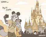 2023 5:4 aar0njay anthro canid canine castle cellphone cloud crowd day detailed_background digital_media_(artwork) disney disney_parks disneyland duo_focus electronics english_text fox fur gesture grin group hand_gesture holding_cellphone holding_object holding_phone inktober judy_hopps lagomorph leporid mammal nick_wilde outside phone rabbit red_fox signature sky smile text text_on_t-shirt true_fox v_sign zootopia