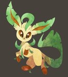 2015 ambiguous_gender brown_eyes eeveelution feral generation_4_pokemon hi_res leafeon long_ears nini_(artist) nintendo pawpads paws pokemon pokemon_(species) quadruped smile solo tail