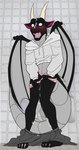 Rating: e
ID: 5472514
Date: 2025-04-01 01:56:31 -0400
Status: active
Score: 43
2025 absurd_res anthro biped black_body black_scales blue_eyes blush bodily_fluids citris clothed clothing countershade_scales countershade_tail countershading digital_media_(artwork) dragon facial_spikes falund genital_fluids grey_body grey_countershading grey_scales hi_res hoodie horn inside male membrane_(anatomy) membranous_wings mythological_creature mythological_scalie mythology omorashi open_mouth partially_clothed pink_clothing pink_inner_ear pink_tongue pink_underwear scales scalie solo spikes spikes_(anatomy) standing tail teeth tile tile_wall tongue topwear underwear underwear_down urine ventral_scales wall_(structure) wetting white_clothing white_hoodie white_topwear wing_spikes wings yellow_urine post #5472514