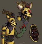 ambiguous_gender animatronic anonymous_artist anthro bandanna clothing corpse death deer flower goldie_underwood hat headgear headwear kerchief machine mammal plant robot solo vines wire