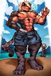 Rating: e
ID: 5114037
Date: 2024-10-14 10:29:14 -0400
Status: active
Score: 13
4_toes 5_fingers abs absurd_res annoyed anthro balls_outline beach biped black_body blue_eyes blush blush_lines bodily_fluids bulge claws clothed clothing detailed_bulge digitigrade duo feet felid finger_claws fingerpads fingers genital_outline gesture gloves grey_body grin grinning_at_viewer handwear hatching_(art) hi_res hindpaw jwbash looking_down male male_anthro mammal markings muscular muscular_anthro muscular_male pantherine pawpads paws pecs penis_outline pink_body pink_pawpads pose sand sea shaded sketch sketch_background smile solo_focus sparkles standing stripes sweat sweatdrop swimming_trunks swimwear tail tiger toe_claws toes topless topless_male underwear water post #5114037
