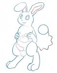 anthro azumarill balls erection generation_2_pokemon genitals hi_res lagomorph looking_at_viewer male mammal monochrome nintendo nude penis pokemon pokemon_(species) pokemorph posexe simple_background smile solo white_background