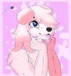 absurd_res anthro apheront canid canine canis domestic_dog femboy fur hi_res icon male mammal pink_body pink_fur smile solo star star_eye tongue tongue_out