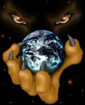 ambiguous_gender anthro canid canine canis claws earth furnation holding_planet looking_at_viewer low_res macro mammal paws planet planet_dwarfing solo space terra_macro wolf wooky