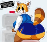Rating: q
ID: 3365532
Date: 2022-05-31 21:14:08 -0400
Status: active
Score: 47
aggretsuko ailurid anthro big_breasts big_butt black_eyes bottomwear breasts butt clothing collared_shirt digital_media_(artwork) dress_shirt english_text exclamation_point female hi_res huge_butt lewd_dorky looking_at_viewer looking_back mammal markings multicolored_body offscreen_character open_mouth red_panda retsuko sanrio shirt skirt solo speech_bubble striped_markings striped_tail stripes tail tail_markings text thick_thighs topwear underbutt undershirt post #3365532