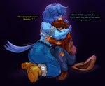 anthro avian bird clover_(undertale_yellow) comforting dialogue duo english_text feathers female hi_res hug human human_on_anthro interspecies male male/female mammal martlet_(undertale_yellow) muscular muscular_anthro muscular_female tail tail_feathers text thedarkzircon undertale_(series) undertale_yellow young