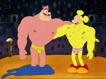 absurd_res anthro clothing disney duo fighting_ring goof_troop hi_res huge_filesize male mammal meme mickey_mouse mouse murid murine muscular nickelodeon nipples pete_(disney) peter_pete_sr. pink_clothing pink_underwear rodent scene_interpretation smallfryspy smile spongebob_squarepants underwear wardrobe_malfunction yellow_clothing yellow_underwear