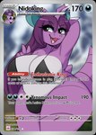 2024 anthro big_breasts bikini breasts bulge clothing crossgender eyebrows eyelashes generation_1_pokemon gynomorph hair hand_behind_head huge_breasts i_am_kat95 intersex looking_at_viewer mtg_crossgender mti_crossgender nidoking nintendo open_mouth pokemon pokemon_(species) purple_body purple_hair solo swimwear thick_thighs two-piece_swimsuit wide_hips