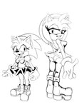 absurd_res accessory amy_rose anthro boots bottomwear bracelet breasts butt classic_amy_rose classic_sonic_(universe) clothing dress duo eulipotyphlan eyelashes female footwear gloves hair_accessory hairband handwear hedgehog hi_res jewelry lewdsharx line_art mammal monochrome panties sega shirt shoes skirt sonic_the_hedgehog_(series) tail topwear underwear