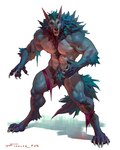 2023 abs anthro arm_tuft biceps body_hair canid canine canis chest_tuft clothing crotch_tuft digital_media_(artwork) digitigrade elbow_tuft eyebrows fur happy_trail hi_res looking_at_viewer male mammal mane muscular muscular_anthro muscular_male muscular_thighs mythological_canine mythological_creature mythology navel nipples nude pecs pubes quads simple_background solo tail taran_fiddler thick_thighs torn_clothing tuft vein veiny_muscles werecanid werecanine werecreature weretober werewolf whiskers white_background wolf