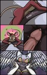 absurd_res anthro base_three_layout bite biting_lip black_border blush bodily_fluids border breasts clothed clothing comic digital_media_(artwork) dominant dominant_female duo extreme_size_difference feathered_wings feathers felid female four_frame_image fur genital_fluids genitals grinding harem_outfit hi_res hypnosis hypnotic_eyes lips lipstick makeup male male/female mammal mind_control murid murine mythological_creature mythological_sphinx mythology nude open_mouth orgasm orgasm_face penis precum predator/prey prieda_(tekandprieda) rat rodent size_difference spiral_eyes spread_legs spreading submissive submissive_male tek_(tekandprieda) tekandprieda_(artist) the_rune_tapper thick_lips three_row_layout veil wings