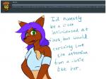 2018 4:3 anthro canid canine canis chest_tuft clothed clothing dialogue digital_media_(artwork) english_text eyebrows eyelashes female fully_clothed fur green_eyes hair kierra_holt long_hair mammal purple_hair simple_background solo standing text tuft url white_background wolf wolfie-pawz