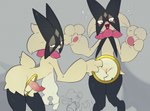 2024 anthro balls black_body black_fur bodily_fluids digital_media_(artwork) domestic_cat duo_focus embarrassed erection felid feline felis female feral flat_chested front_view fur generation_6_pokemon generation_9_pokemon genital_swap genitals group holding_object hoopa hoopa_(confined) horn legendary_pokemon looking_at_viewer male mammal meowscarada nintendo nude open_mouth paws penile_spines penis pokemon pokemon_(species) portal_ring pussy simple_background smug sweat thinking_with_portals unknown_artist