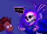 2015 animated animated_skeleton bone clothed clothing duo english_text frisk_(undertale) glitch hair hoodie human jacket male mammal nearshotarts not_furry open_mouth sans_(undertale) scared shirt simple_background skeleton skull teeth text topwear undead undertale undertale_(series)