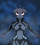 anthro apollo_caelum_(artist) blood bodily_fluids bovid caprine clothed clothing cosplay costume crossover crossover_cosplay female front_view goat hellraiser hi_res horn mammal midriff nails natasha_goety skimpy solo straps