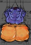 absurd_res alphys anthro arm_rolls belly belly_on_ground belly_rolls big_belly big_breasts blobby blue_nipples blush breasts breath brown_nipples burping butt cellulite chubby_cheeks destruction destruction_of_property double_chin dripping_text duo eyewear fat_rolls female flabby_arms flabby_butt flabby_legs fupa glasses glistening glistening_belly glistening_body glistening_breasts glistening_butt glistening_face glistening_nipples glistening_scales gurgle_(sound_effect) hair hi_res huge_belly hyper hyper_belly immobile industrial_plant jiggling ladder leg_rolls morbidly_obese morbidly_obese_anthro morbidly_obese_female motion_lines navel neck_rolls nipples obese obese_anthro obese_female onomatopoeia overweight overweight_anthro overweight_female panting platform pyne red_hair round_glasses rumbling_stomach scales simple_background sloshing_belly sound_effects squish squish_(sound_effect) text undertale_(series) undyne weight_gain weight_loss wobbling yellow_body yellow_scales