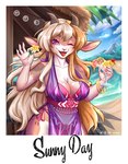 antelope anthro beach big_breasts bovid breasts cafe cleavage clothed clothing conditional_dnp female gazelle hi_res linndrim mammal sea seaside solo summer sun tropical water