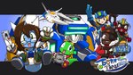 16:9 absurd_res action_pose ambiguous_gender anthro armor armwear beyblade big_tail biped black_border bloodhound_(apex_legends) blue_body bodysuit border brown_body brown_hair brown_skin bub_(bubble_bobble) bubble_bobble bubble_dragon c.f._megaman_(axess) capcom clothing demoman_(team_fortress_2) dragon eye_patch eyewear facial_markings fanged_dragon fin garyu_(species) glasses gloves gradient_background group gunma747j gunma_(gunma747j) hail-fanged_dragon hair handwear head_fin head_horn head_markings headgear helmet hi_res holding_card holding_object holding_weapon horn human humanoid hyogaryu legwear logo looking_at_viewer machine male mammal markings mecha mega_man_(series) mushiking mythological_creature mythological_scalie mythology net_navi nonbinary_(lore) one-piece_swimsuit one_eye_closed open_mouth open_smile pose robot robot_humanoid scalie sega sega_saturn simple_background skinsuit smile smiling_at_viewer spacecraft spread_legs spreading square_enix starfighter swimwear tail taito team_fortress_2 temjin_(virtual_on) tight_clothing valve vehicle vic_viper wallpaper weapon widescreen wink winking_at_viewer yellow_body yellow_skin