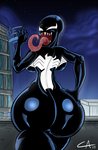 2020 absurd_res alien alien_humanoid ameizinglewds big_breasts big_butt black_body breasts bubble_butt butt fangs fellatio_gesture female gesture hi_res huge_butt huge_thighs humanoid looking_at_viewer looking_back marvel multicolored_body not_furry she-venom solo suggestive suggestive_gesture symbiote teeth thick_thighs tongue tongue_out two_tone_body venom_(marvel) white_body