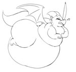 2019 2_horns ambiguous_feral ambiguous_gender back_wings belly big_belly black_and_white breath cheek_spikes digital_drawing_(artwork) digital_media_(artwork) dragon european_mythology eyes_closed facial_spikes feral full-length_portrait hi_res horn huge_belly huge_thighs maddeku membrane_(anatomy) membranous_wings monochrome morbidly_obese morbidly_obese_ambiguous morbidly_obese_feral mythological_creature mythological_scalie mythology obese obese_ambiguous obese_feral overweight overweight_ambiguous overweight_feral portrait scales scalie semi-anthro side_view simple_background sketch solo spikes spikes_(anatomy) struggling tail thick_tail thick_thighs western_dragon white_background wince winged_dragon wings