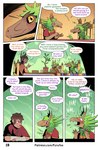 absurd_res comic dialogue dinosaur dromaeosaurid elemental_creature english_text flora_fauna folicoatl furufoo hi_res jacqueline_(furufoo) luiz_(furufoo) plant prehistoric_species reptile scalie text the_folicoatl_handbook theropod url