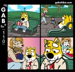 anthro base_two_layout bench beverage beverage_can black_eyes black_nose blonde_hair bodily_fluids brown_body brown_fur bruised can canid canine canis clothed clothing cloud cobblestone comforting comic container cream_hair crying domestic_dog eyebrows female flashback four_frame_grid four_frame_image fur gab_(comic) gab_shiba gabshiba gaby_shiba grass grid_layout group hair handbag holding_can holding_container holding_object longing looking_at_another male mammal mother_(lore) mother_and_child_(lore) mother_and_son_(lore) motor_scooter motor_vehicle on_bench outside parent_(lore) parent_and_child_(lore) parent_and_son_(lore) park park_bench plant regular_grid_layout reminiscing saudade shiba_inu sitting sitting_on_bench son_(lore) spitz tears text thick_eyebrows tree two_row_layout url white_body white_fur yellow_body yellow_fur young