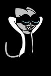 2:3 2d_animation animated anthro clothed clothing coat digital_media_(artwork) domestic_cat eyes_closed eyewear ezee felid feline felis female fur glasses grey_body grey_fur lab_coat low_res mammal open_mouth short_playtime simple_background solo thrusting topwear zee_(ezee)