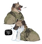 Rating: s
ID: 5552626
Date: 2025-05-06 09:18:33 -0400
Status: active
Score: 184
anthro brown_body brown_fur camo camo_clothing camo_print camo_topwear clothing do72k duo english_text fangs fur furryjohnspitt_(editor) hard_translated hi_res human hyena intimate kemono male male/male mammal military military_uniform open_mouth pattern_clothing pattern_topwear pupils slit_pupils solo_focus spotted_hyena tanshi teeth text third-party_edit tongue topwear touching_face translated translation_edit translucent uniform yawn post #5552626