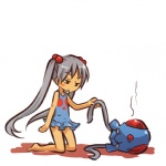 1:1 alternate_species clothing cnidarian cosplay duo female feral generation_1_pokemon grey_hair hair hitec human humanized kneeling mammal marine nintendo one-piece_swimsuit pigtails pokemon pokemon_(species) shadow simple_background swimwear tentacool white_background